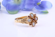Load image into Gallery viewer, Antique Styled Natural Opals and Rubies set Yellow Gold Ring