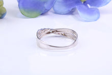 Load image into Gallery viewer, Crossover C Z set White Gold Ring, British Hallmarked