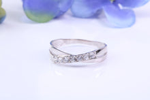 Load image into Gallery viewer, 9ct White Gold C Z set Crossover Ring