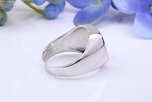 Load image into Gallery viewer, Natural Blue Sapphire set Signet Ring, Made From Solid Cast Silver, British Hallmarked