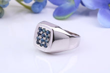 Load image into Gallery viewer, Natural Blue Sapphire set Signet Ring, Made From Solid Cast Silver, British Hallmarked