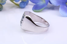 Load image into Gallery viewer, Natural Blue Sapphire set Signet Ring, Made From Solid Cast Silver, British Hallmarked