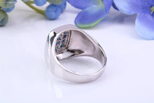 Load image into Gallery viewer, Natural Blue Sapphire set Signet Ring, Made From Solid Cast Silver, British Hallmarked