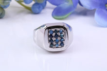 Load image into Gallery viewer, Natural Blue Sapphire set Signet Ring, Made From Solid Cast Silver, British Hallmarked