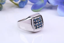 Load image into Gallery viewer, Natural Blue Sapphire set Signet Ring, Made From Solid Cast Silver, British Hallmarked