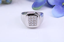 Load image into Gallery viewer, Diamonds set Signet Ring, Made From Solid Cast Silver, British Hallmarked
