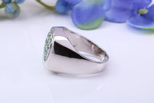 Load image into Gallery viewer, Natural Emeralds set Signet Ring, Made From Solid Cast Silver, British Hallmarked