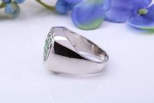 Load image into Gallery viewer, Natural Emeralds set Signet Ring, Made From Solid Cast Silver, British Hallmarked