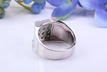 Load image into Gallery viewer, Natural Emeralds set Signet Ring, Made From Solid Cast Silver, British Hallmarked