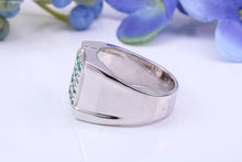 Load image into Gallery viewer, Natural Emeralds set Signet Ring, Made From Solid Cast Silver, British Hallmarked