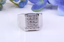 Load image into Gallery viewer, Diamonds set Signet Ring, Made From Solid Cast Silver, British Hallmarked