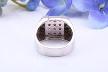 Load image into Gallery viewer, Natural Rubies set Signet Ring, Made From Solid Cast Silver, British Hallmarked