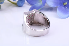 Load image into Gallery viewer, Natural Rubies set Signet Ring, Made From Solid Cast Silver, British Hallmarked