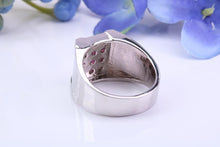 Load image into Gallery viewer, Natural Rubies set Signet Ring, Made From Solid Cast Silver, British Hallmarked