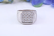 Load image into Gallery viewer, Chunky Diamonds set Signet Ring, Made From Solid Cast Silver, British Hallmarked
