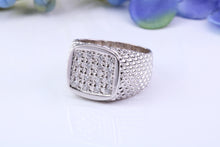 Load image into Gallery viewer, Chunky Diamonds set Signet Ring, Made From Solid Cast Silver, British Hallmarked