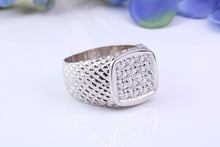 Load image into Gallery viewer, Chunky Diamonds set Signet Ring, Made From Solid Cast Silver, British Hallmarked