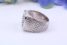 Load image into Gallery viewer, Chunky One carat Natural Blue Sapphire set Signet Ring, Made From Solid Cast Silver, British Hallmarked