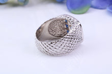 Load image into Gallery viewer, Chunky One carat Natural Blue Sapphire set Signet Ring, Made From Solid Cast Silver, British Hallmarked