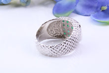 Load image into Gallery viewer, Chunky Half carats of Natural Emeralds set Signet Ring, Made From Solid Cast Silver, British Hallmarked