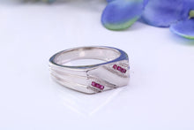 Load image into Gallery viewer, Natural Rubies set Signet Ring, Made From Solid Cast Silver, British Hallmarked