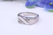 Load image into Gallery viewer, Diamonds set Signet Ring, Made From Solid Cast Silver, British Hallmarked