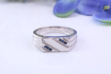 Load image into Gallery viewer, Natural Blue Sapphire set Signet Ring, Made From Solid Cast Silver, British Hallmarked
