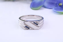 Load image into Gallery viewer, Natural Blue Sapphire set Signet Ring, Made From Solid Cast Silver, British Hallmarked