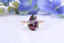 Load image into Gallery viewer, Teardrop Mystic Topaz and Diamonds set Yellow Gold Ring