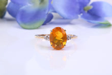 Load image into Gallery viewer, Petite Citrine and Diamond set Yellow Gold Cluster Ring