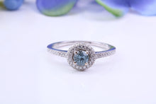 Load image into Gallery viewer, Aquamarine and Diamonds Double Halo set 18ct White Gold Ring