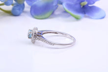 Load image into Gallery viewer, Aquamarine and Diamonds Double Halo set 18ct White Gold Ring