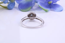 Load image into Gallery viewer, Aquamarine and Diamonds Double Halo set 18ct White Gold Ring