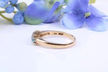 Load image into Gallery viewer, Sky Blue Topaz and Diamond set Yellow Gold Ring
