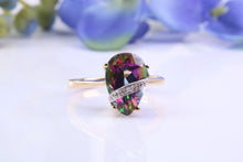 Load image into Gallery viewer, Teardrop Mystic Topaz and Diamonds set Yellow Gold Ring