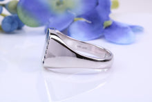 Load image into Gallery viewer, Natural Blue Sapphires set Heavy and Chunky Signet Ring, Solid Cast Silver