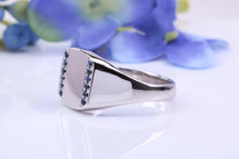 Load image into Gallery viewer, Natural Blue Sapphires set Heavy and Chunky Signet Ring, Solid Cast Silver