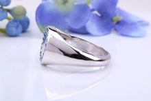 Load image into Gallery viewer, Oval Face Natural Blue Sapphires set Heavy and Chunky Signet Ring, Solid Cast Silver