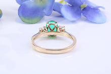 Load image into Gallery viewer, One carat Emerald and Diamond Trilogy Ring set in 18ct Yellow Gold