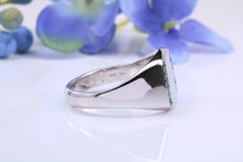 Load image into Gallery viewer, Natural Emeralds set Signet Ring, Made From Solid Cast Silver, British Hallmarked