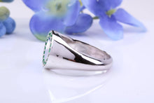 Load image into Gallery viewer, Natural Emeralds set Oval Face Signet Ring, Made From Solid Cast Silver, British Hallmarked