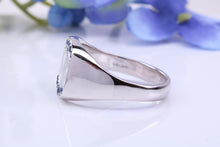 Load image into Gallery viewer, Natural Blue Sapphires set Heavy and Chunky Signet Ring, Solid Cast Silver