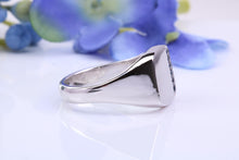 Load image into Gallery viewer, Natural Blue Sapphires set Heavy and Chunky Signet Ring, Solid Cast Silver