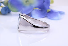 Load image into Gallery viewer, Natural Blue Sapphires set Heavy and Chunky Signet Ring, Solid Cast Silver