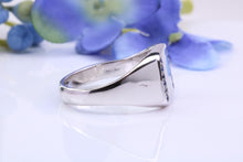 Load image into Gallery viewer, Natural Blue Sapphires set Heavy and Chunky Signet Ring, Solid Cast Silver