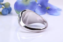 Load image into Gallery viewer, Round Face Natural Blue Sapphires set Heavy and Chunky Signet Ring, Solid Cast Silver