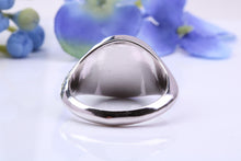 Load image into Gallery viewer, Round Face Natural Blue Sapphires set Heavy and Chunky Signet Ring, Solid Cast Silver