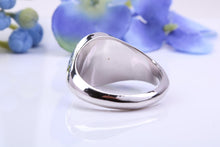 Load image into Gallery viewer, Oval Face Natural Blue Sapphires set Heavy and Chunky Signet Ring, Solid Cast Silver