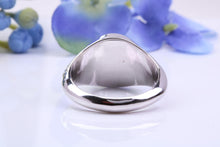 Load image into Gallery viewer, Oval Face Natural Blue Sapphires set Heavy and Chunky Signet Ring, Solid Cast Silver