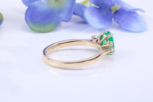 Load image into Gallery viewer, One carat Emerald and Diamond Trilogy Ring set in 18ct Yellow Gold